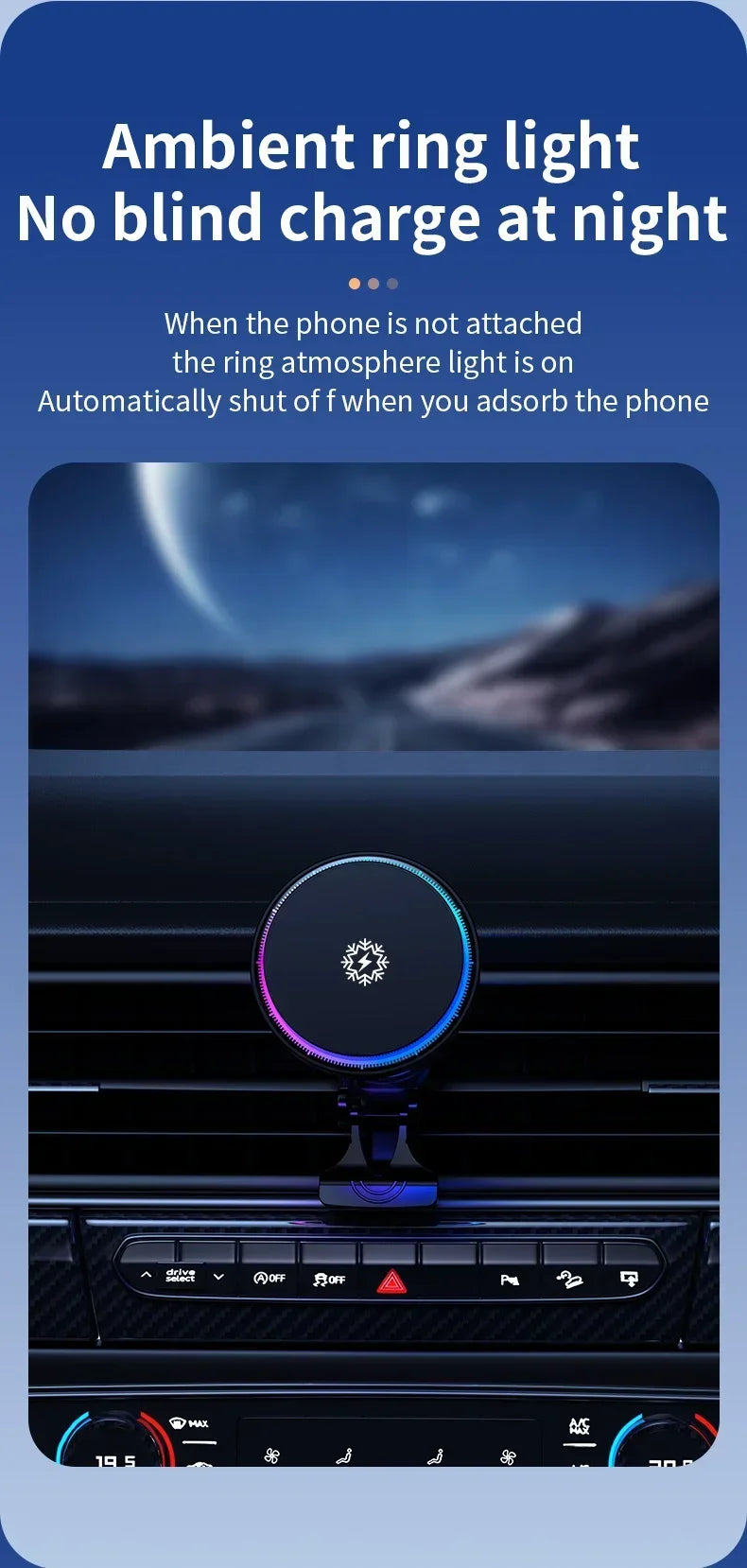 Magnetic Wireless Car Charger with Cooling Fan
