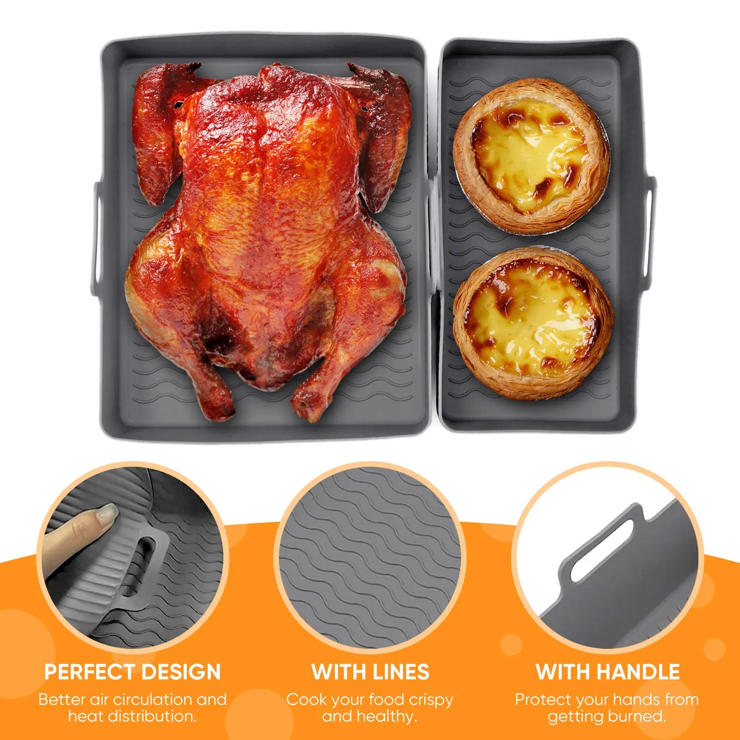 2pc Set Silicone Air Fryer Non-stick Basket Liners