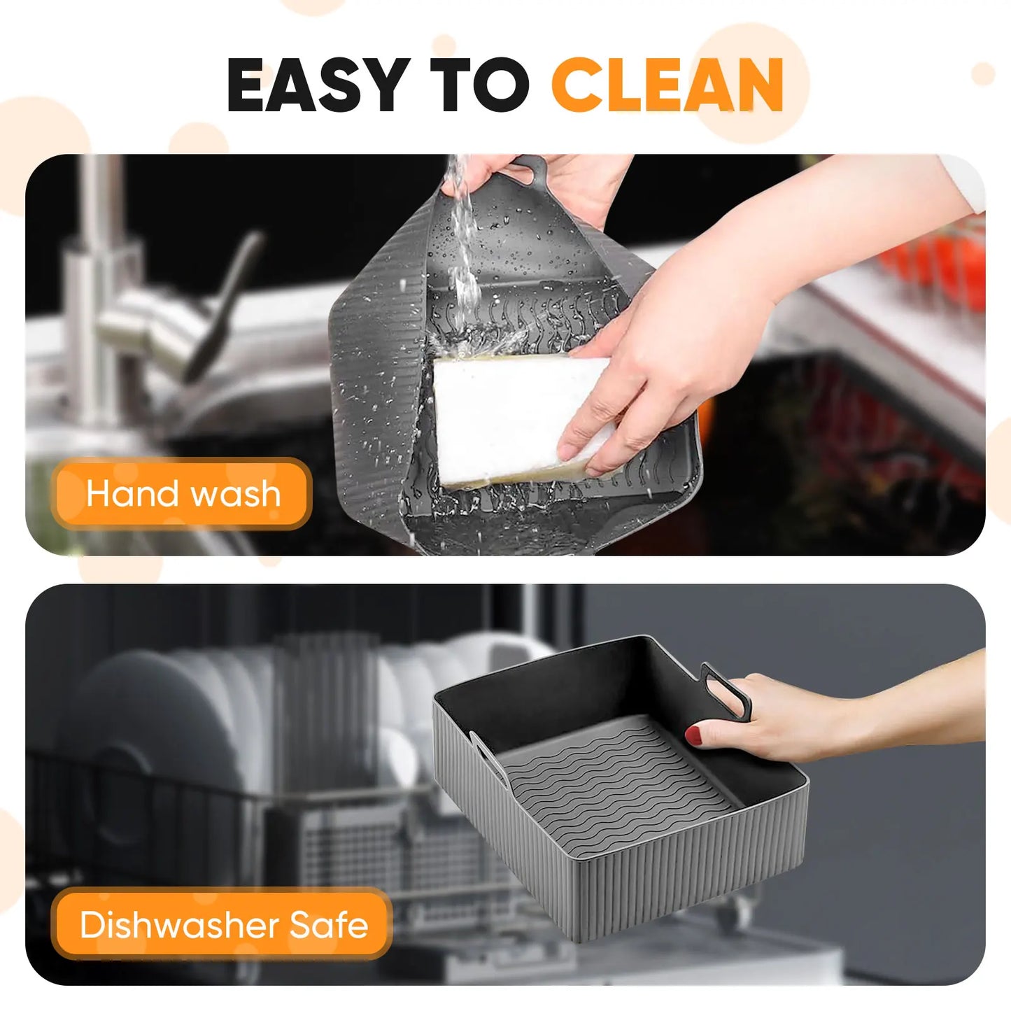 2pc Set Silicone Air Fryer Non-stick Basket Liners