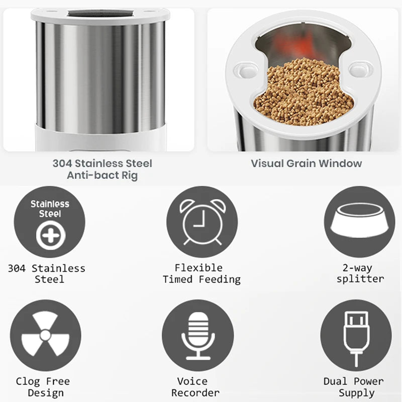 Smart APP Dog/Cat Automatic Feeder Stainless Steel