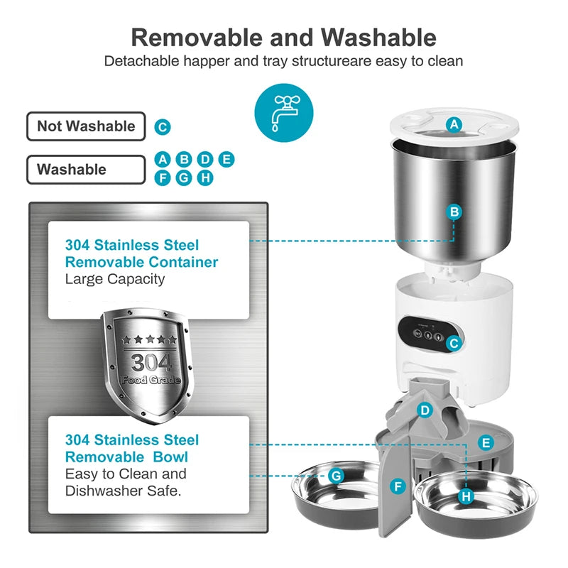 Smart APP Dog/Cat Automatic Feeder Stainless Steel