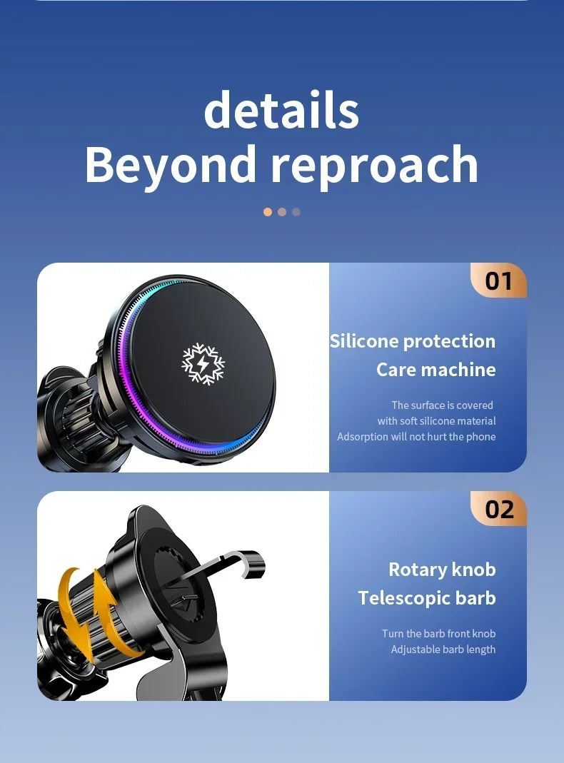 Magnetic Wireless Car Charger with Cooling Fan