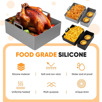 2pc Set Silicone Air Fryer Non-stick Basket Liners