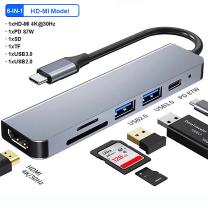 Slim USB C HUB 4K 30Hz Multi Converter