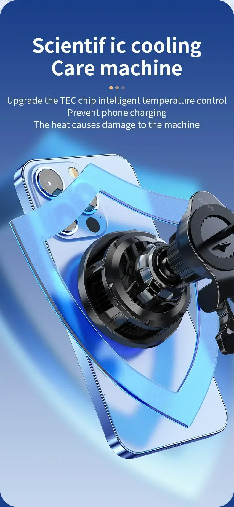Magnetic Wireless Car Charger with Cooling Fan