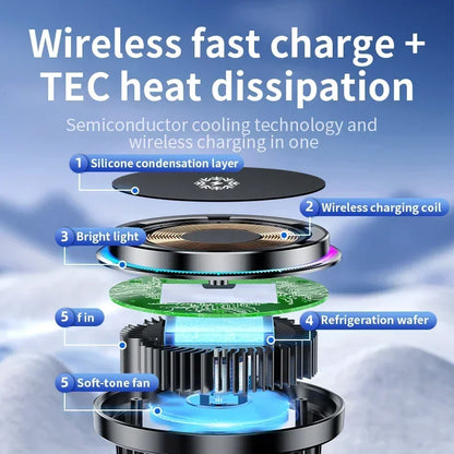 Magnetic Wireless Car Charger with Cooling Fan