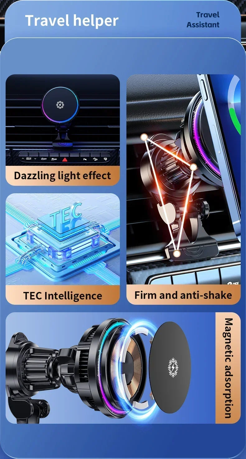 Magnetic Wireless Car Charger with Cooling Fan