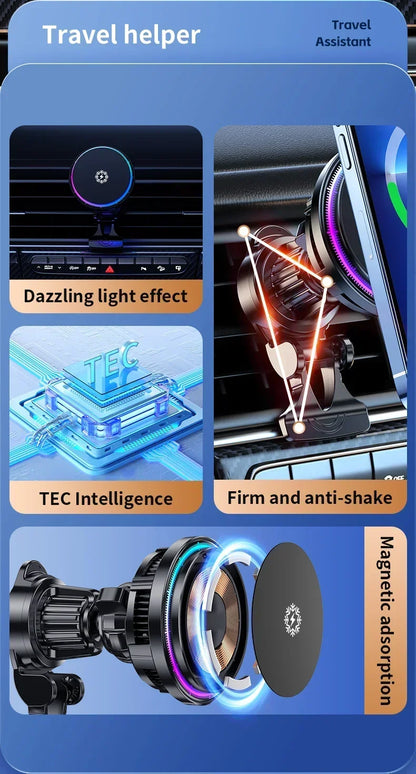 Magnetic Wireless Car Charger with Cooling Fan