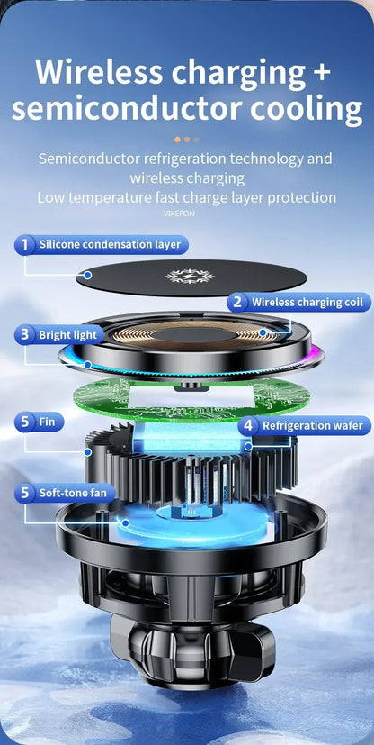 Magnetic Wireless Car Charger with Cooling Fan