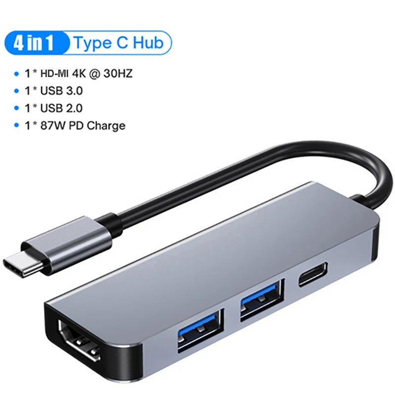 Slim USB C HUB 4K 30Hz Multi Converter